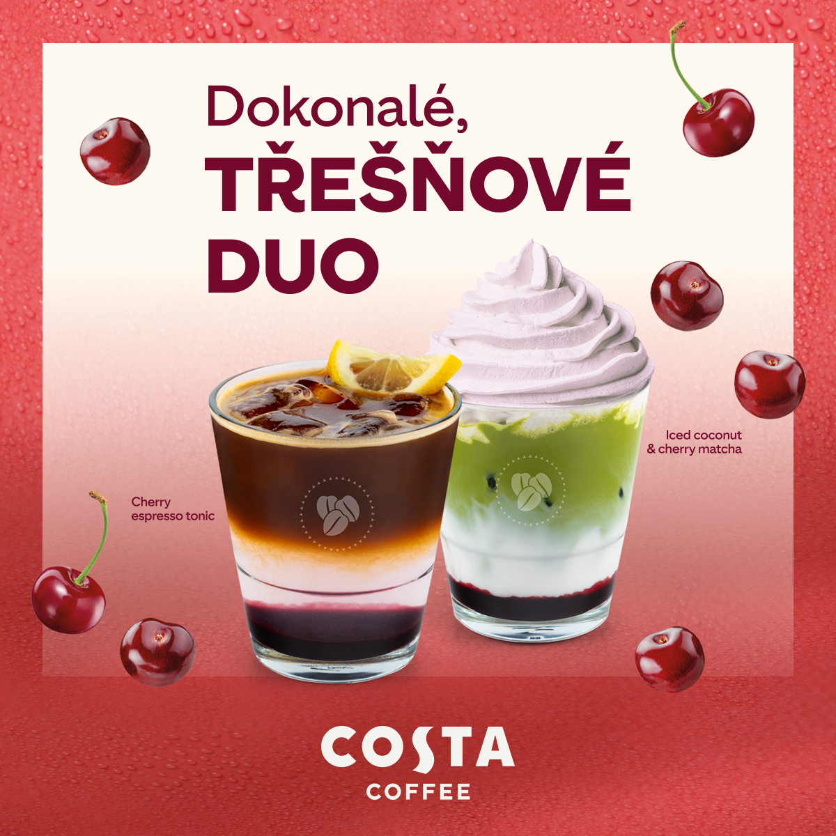 ESPRESSO CHERRY TONIC AND ICED COCONUT & CHERRY MATCHA